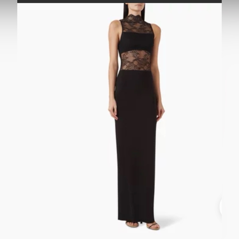 Alice + Olivia Nichol Lace Black Maxi Dress